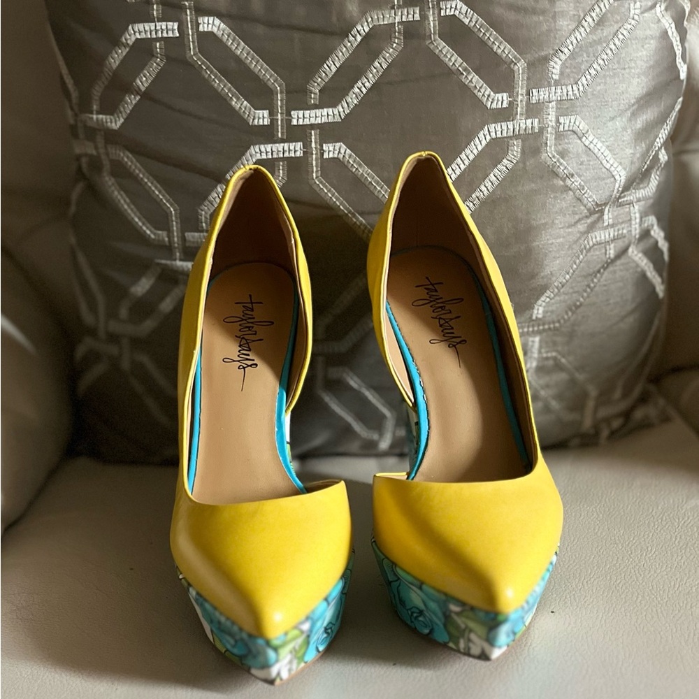 Yellow High Heels with Floral Accents